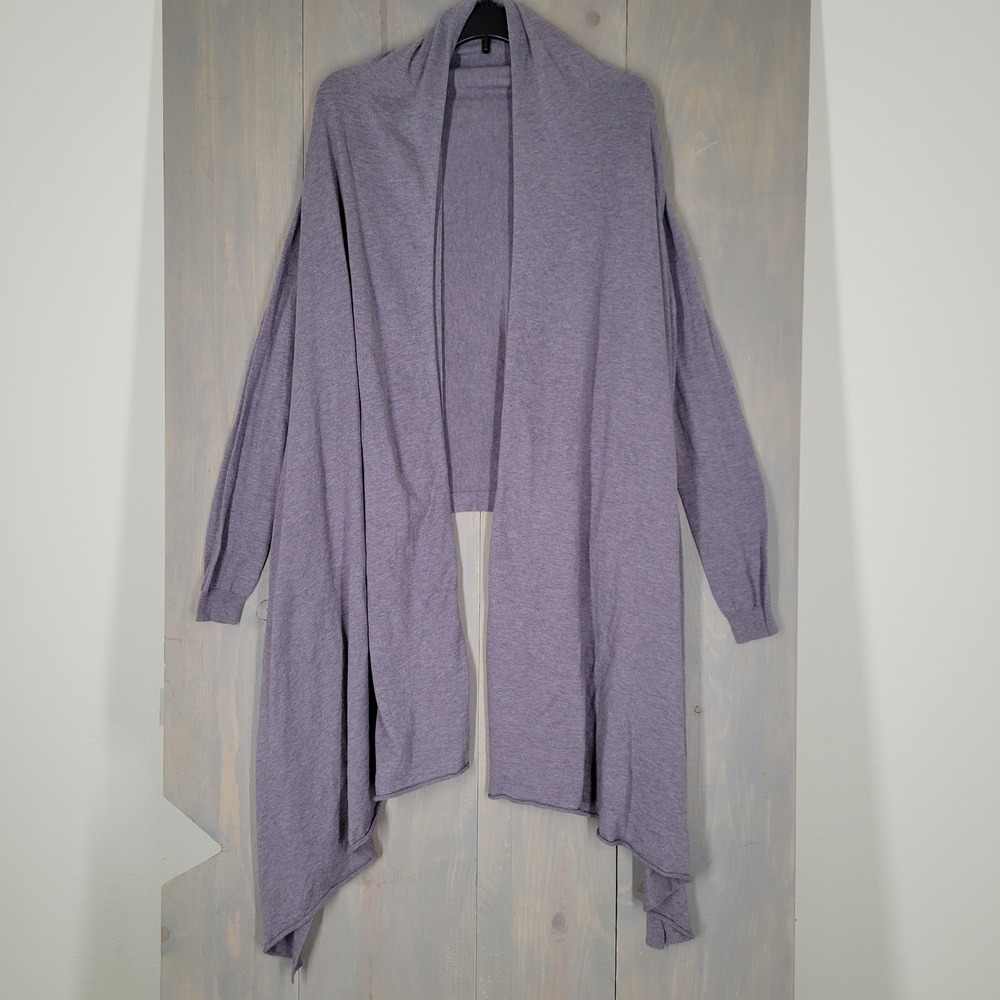 Moda International Cardigan Womens Small Purple Cotton Cashmere Waterfall Draped